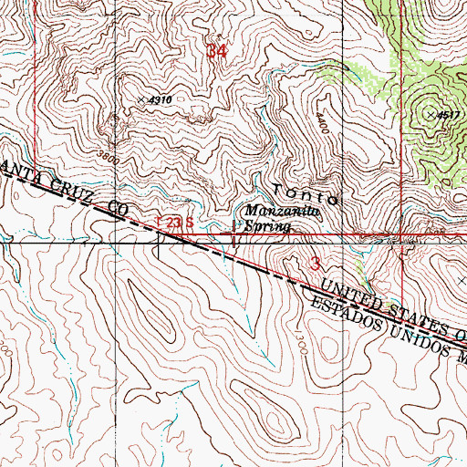 Topographic Map of Manzanita Spring, AZ