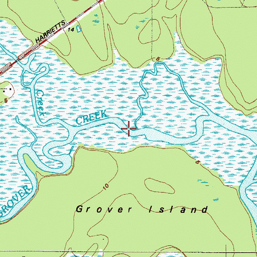 Topographic Map of Grover Creek, GA