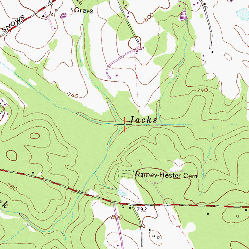 Topographic Map of Grubby Creek, GA