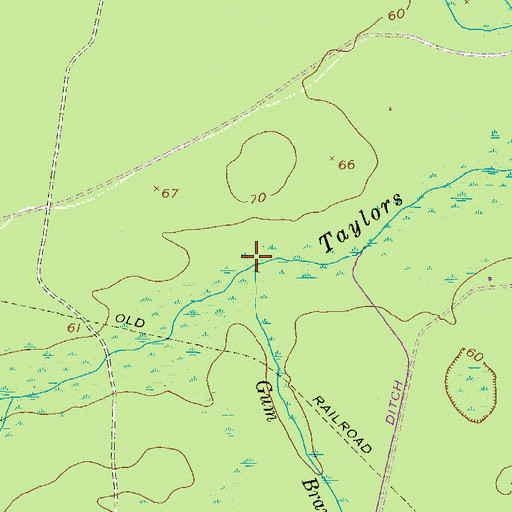 Topographic Map of Gum Branch, GA