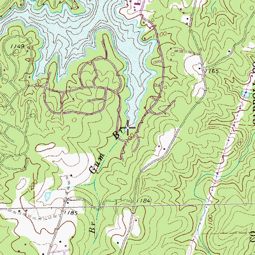 Topographic Map of Gum Branch, GA