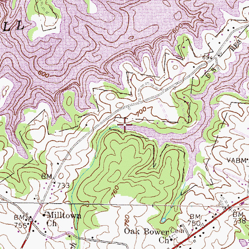 Topographic Map of Gum Branch, GA