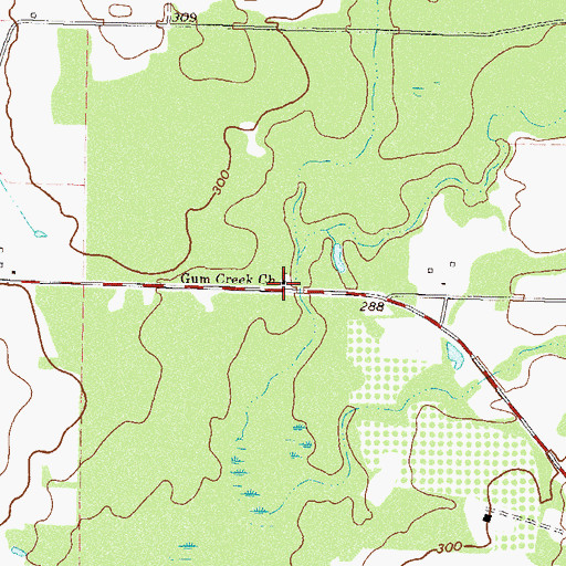 Topographic Map of Gum Creek, GA