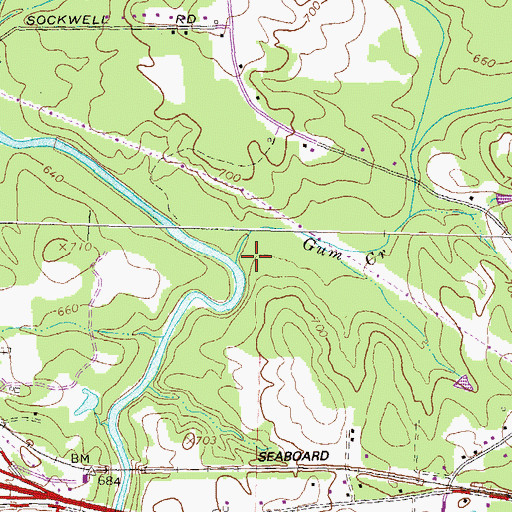 Topographic Map of Gum Creek, GA