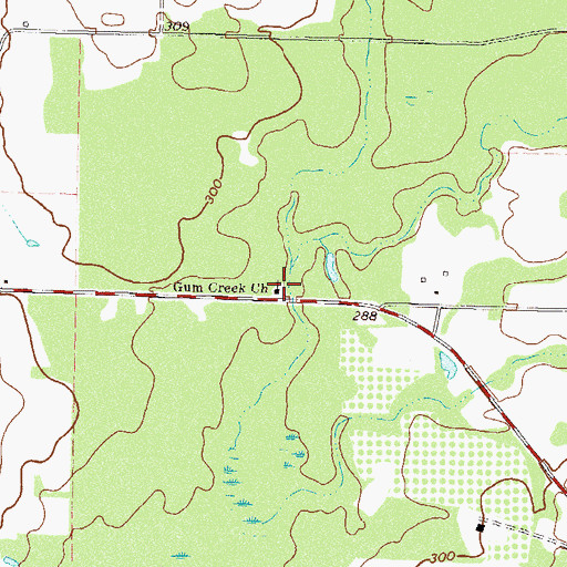 Topographic Map of Gum Creek Church, GA