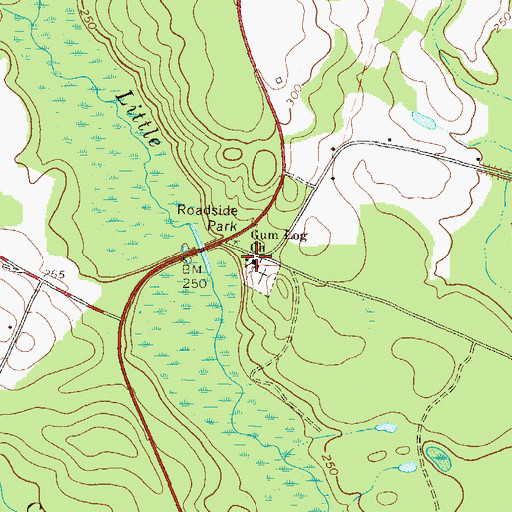 Topographic Map of Gum Log Church, GA