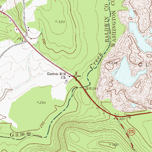 Topographic Map of Gumm Hill Church, GA