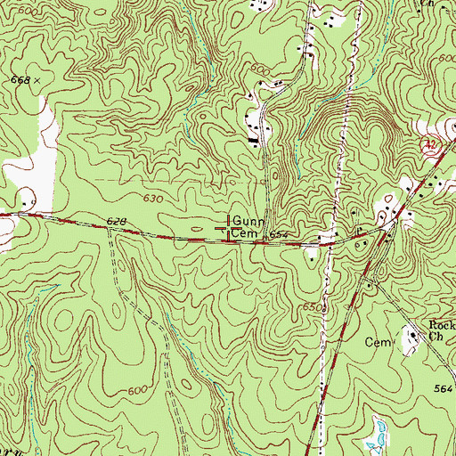 Topographic Map of Gunn Cemetery, GA