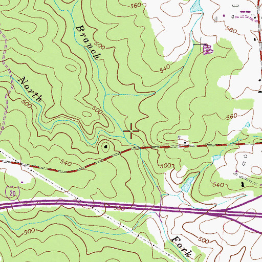 Topographic Map of Gunn Hill Branch, GA
