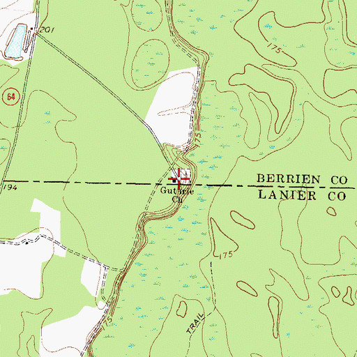 Topographic Map of Guthrie Church, GA