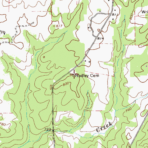 Topographic Map of Hadley Cemetery, GA