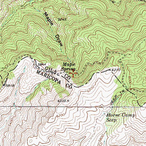 Topographic Map of Maple Spring, AZ