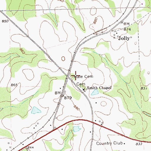Topographic Map of Hale Cemetery, GA