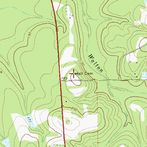 Topographic Map of Hall Cemetery, GA