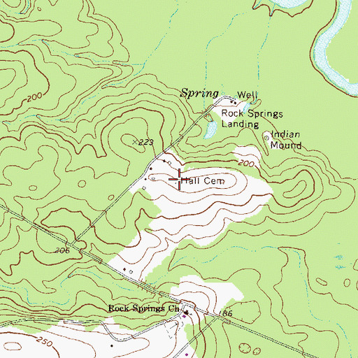 Topographic Map of Hall Cemetery, GA