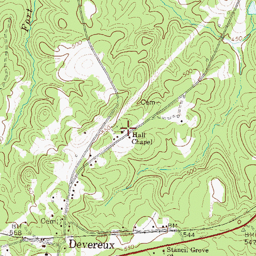 Topographic Map of Hall Chapel African Methodist Episcopal Church, GA
