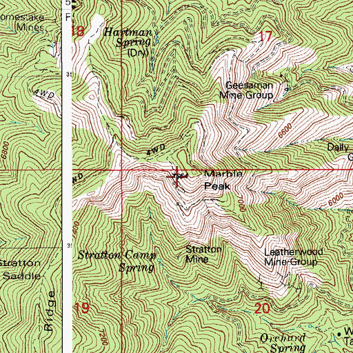 Topographic Map of Marble Peak, AZ