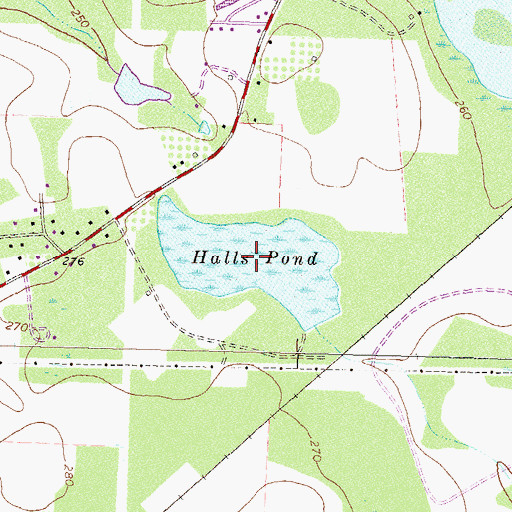 Topographic Map of Halls Pond, GA