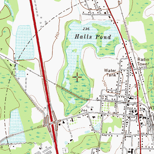 Topographic Map of Halls Pond, GA