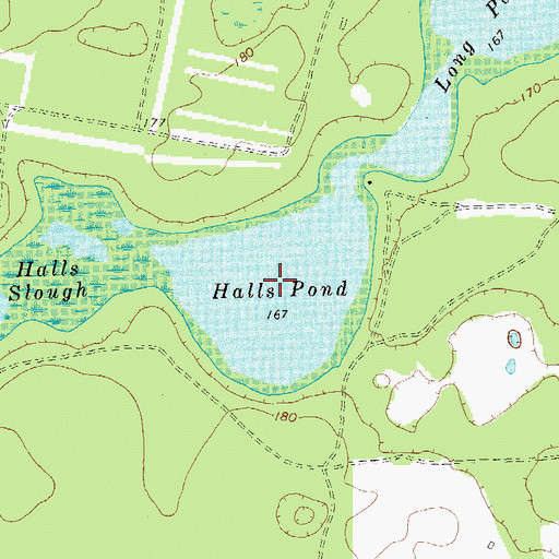 Topographic Map of Halls Pond, GA