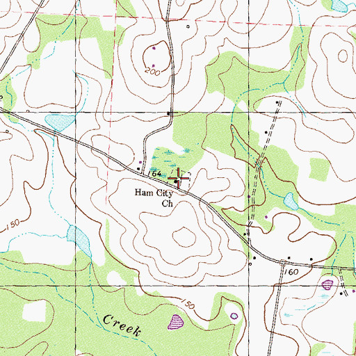 Topographic Map of Ham City Church, GA