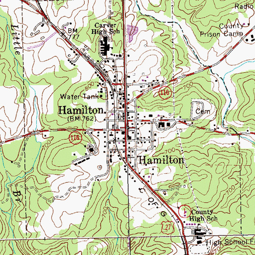 Topographic Map of Hamilton, GA