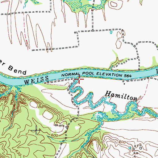 Topographic Map of Hamilton Creek, GA