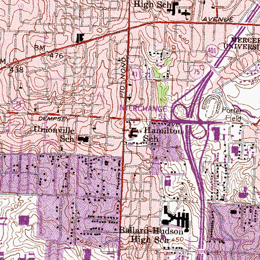 Topographic Map of Hamilton School, GA
