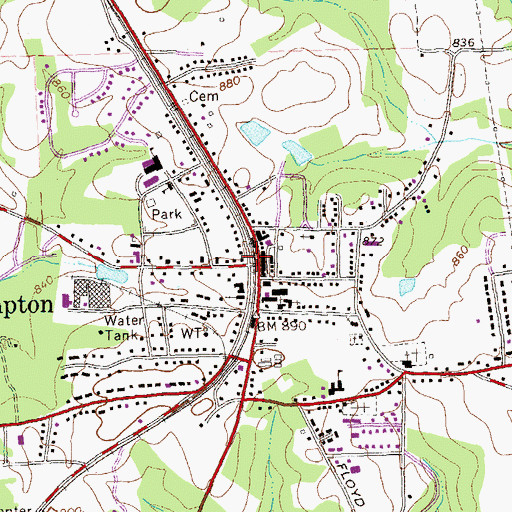 Topographic Map of Hampton, GA