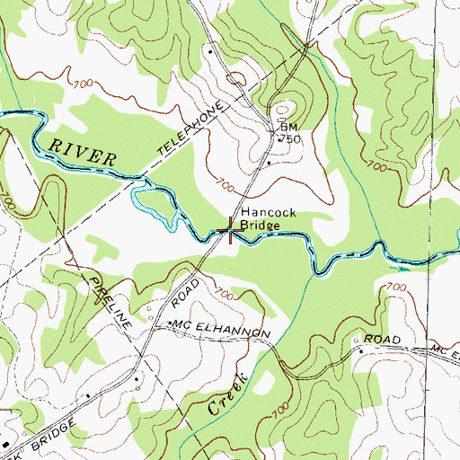 Topographic Map of Hancock Bridge, GA