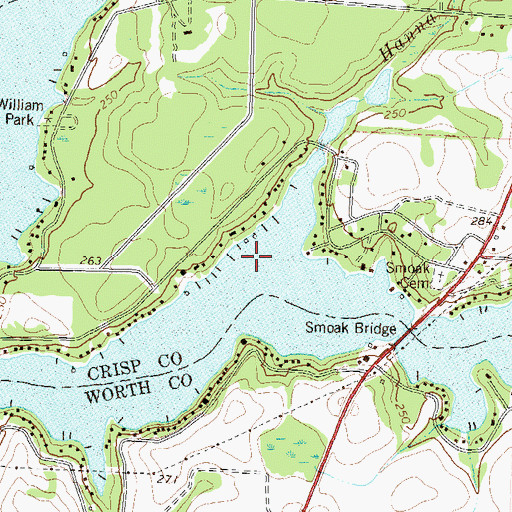 Topographic Map of Hanna Branch, GA
