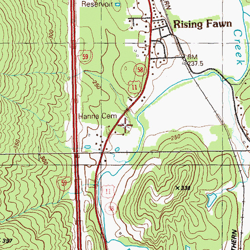 Topographic Map of Hanna Cemetery, GA