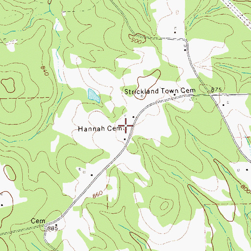 Topographic Map of Hannah Cemetery, GA
