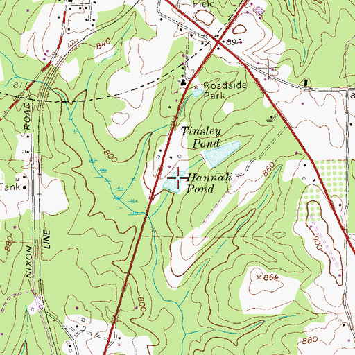 Topographic Map of Hannah Pond, GA