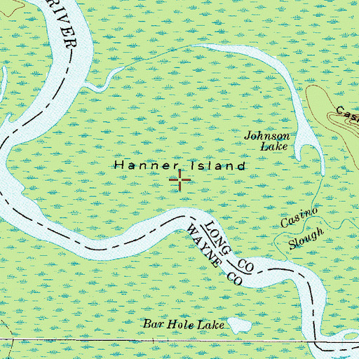 Topographic Map of Hanner Island, GA