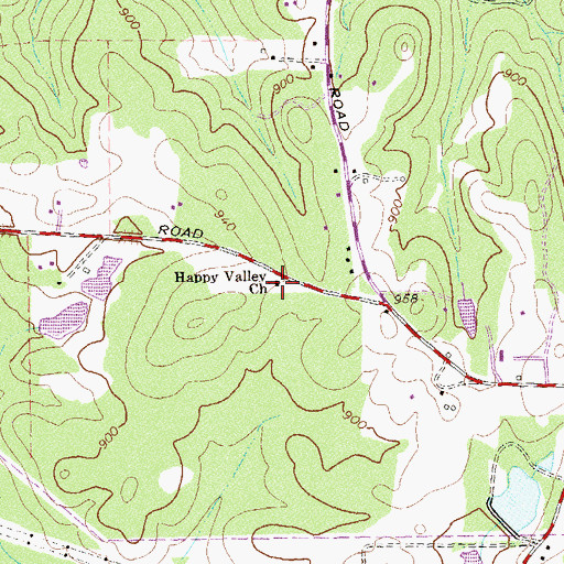 Topographic Map of Happy Valley Church, GA