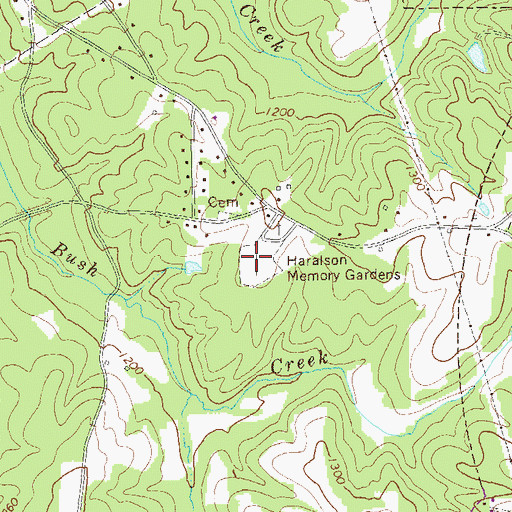 Topographic Map of Haralson Memory Gardens, GA