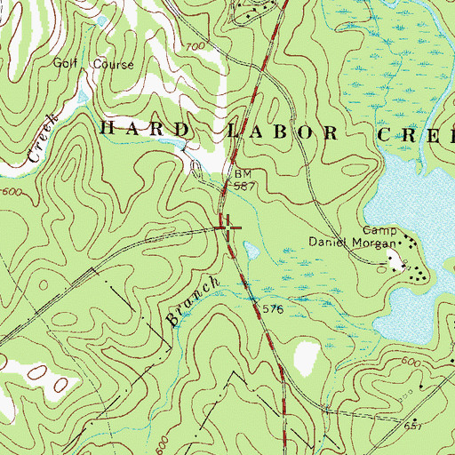 Topographic Map of Hard Labor Creek State Park, GA