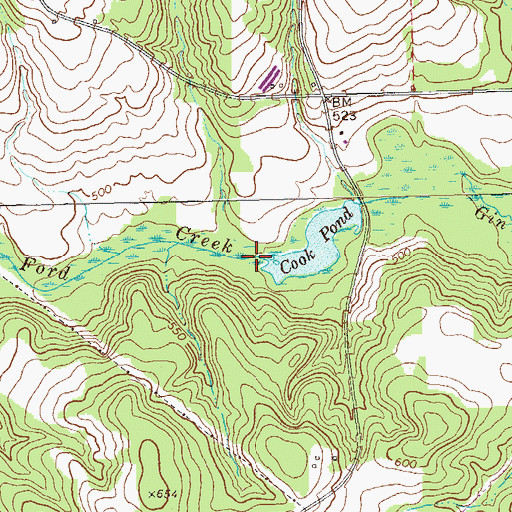 Topographic Map of Hardage Ford Creek, GA