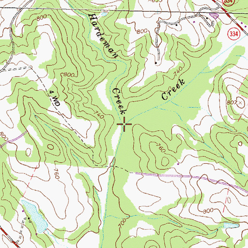 Topographic Map of Hardeman Creek, GA
