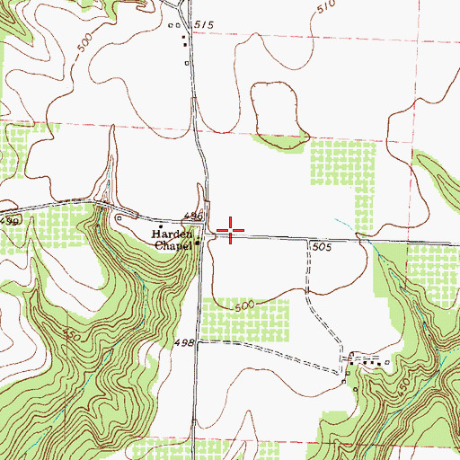Topographic Map of Harden Chapel, GA