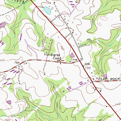 Topographic Map of Hardigree Cemetery, GA