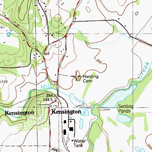 Topographic Map of Harding Cemetery, GA
