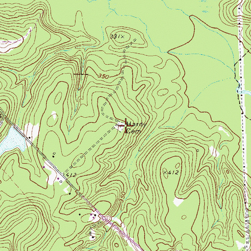Topographic Map of Hardy Cemetery, GA