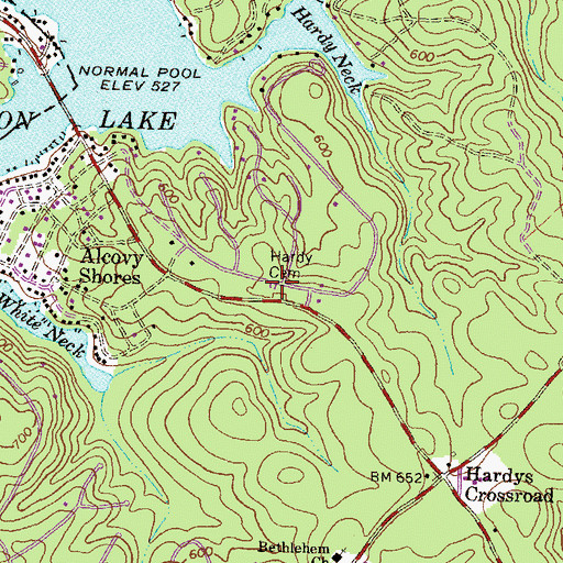 Topographic Map of Hardy Cemetery, GA