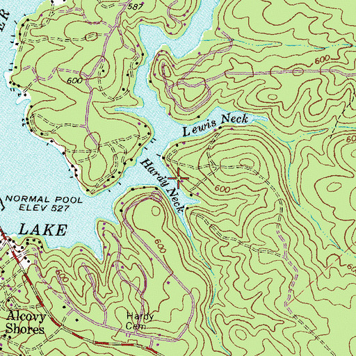 Topographic Map of Hardy Neck, GA