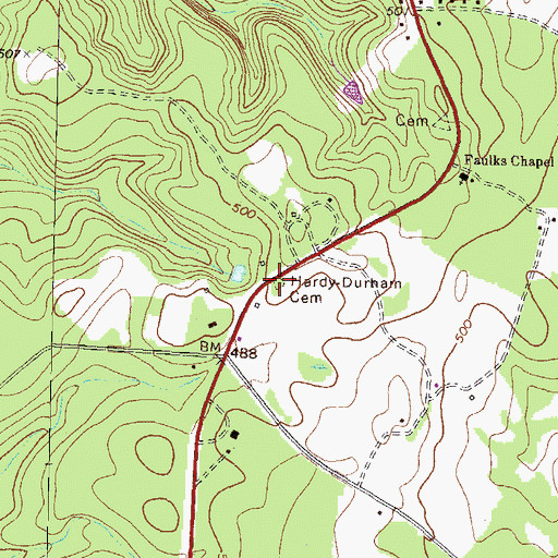 Topographic Map of Hardy - Durham Cemetery, GA