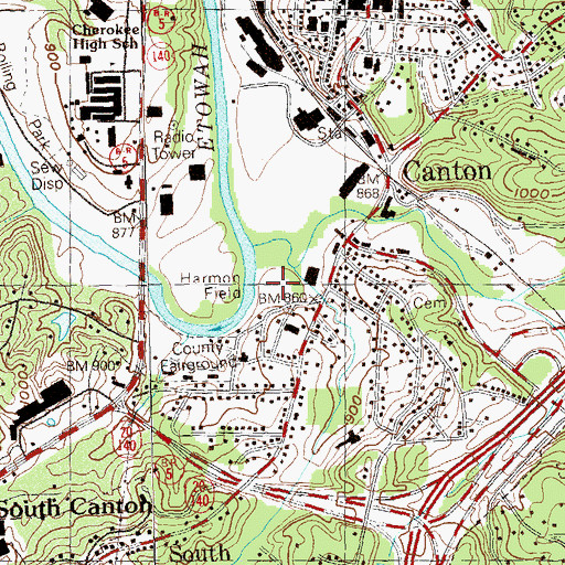 Topographic Map of Harmon Field, GA