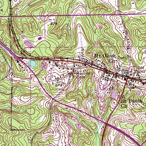 Topographic Map of Harmony Cemetery, GA