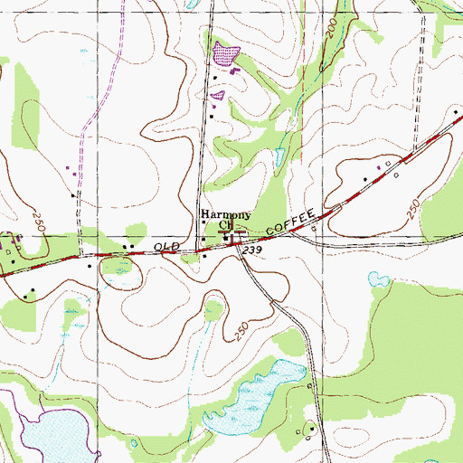 Topographic Map of Harmony Church, GA